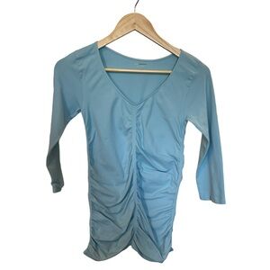 💙2 for $25💙 BCBGMAXAZRIA Blue Ruched 3/4 Sleeve Top - Size Medium/Large